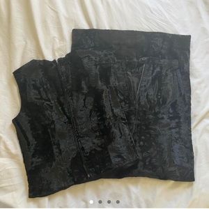 Vintage 80s black crushed velvet matching set